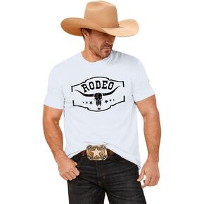 Mens Western Cowboy Rodeo Shirts Vintage Cow Skull Graphic Tees Boho Country Concert Music T-Shirts Tops in Saudi Arabia