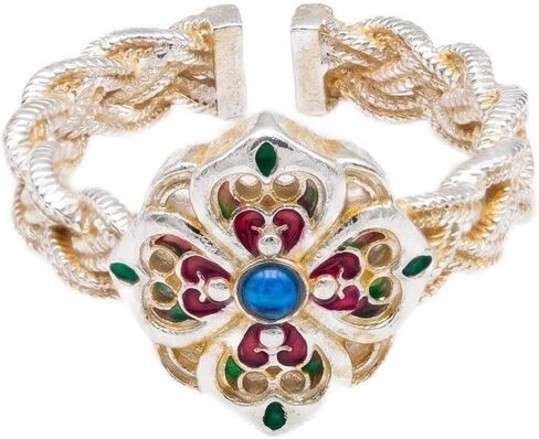 Vintage Floral Butterfly Clover Open Ring for Women, Adjustable Enamel Statement Ring, Crafted with 600 Years of Royal Court Artistry & 108 Handmade Processes, Jewelry for Daily & Party Wear in Saudi Arabia