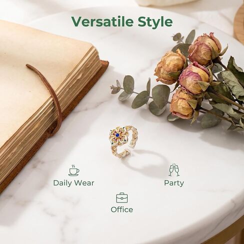 Vintage Floral Butterfly Clover Open Ring for Women, Adjustable Enamel Statement Ring, Crafted with 600 Years of Royal Court Artistry & 108 Handmade Processes, Jewelry for Daily & Party Wear in Saudi Arabia