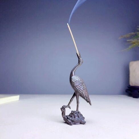 1pc Vintage Brass Animal Crane Small Statue Lucky Home Decorations Desk Ornaments Miniatures Figurines Crafts Incense Holder in Kuwait