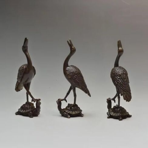 1pc Vintage Brass Animal Crane Small Statue Lucky Home Decorations Desk Ornaments Miniatures Figurines Crafts Incense Holder in Kuwait