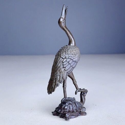 1pc Vintage Brass Animal Crane Small Statue Lucky Home Decorations Desk Ornaments Miniatures Figurines Crafts Incense Holder in Kuwait