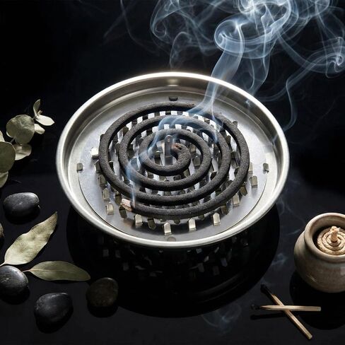 Hushee 50 عبوة محمولة من حامل لفائف البعوض السائبة بدون غطاء معدني مستدير من خشب الصندل والبعوض حامل طارد البخور للاستخدام في الهواء الطلق، سطح السفينة، الفناء، جانب حمام السباحة، التخييم، المشي لمسافات طويلة، صيد الأسماك in Kuwait