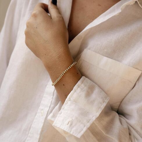 18k Gold Filled 3.5mm Beaded Clasp Bracelet 7 inches - Waterproof and Tarnish proof in Saudi Arabia