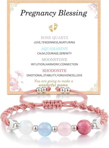 First Mothers Day Gifts for New Mom, Healthy Pregnancy Gift, Moonstone Bracelets for Pregnant Women, First Time Mom Gifts for Wife Daughter Christmas Jewelry in Saudi Arabia
