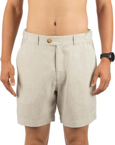 Men's Shorts with Flat Front Linen Dress Shorts for Men Summer Adjustable Waist and Pockets Work Vacation in Saudi Arabia