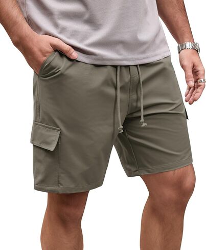 Mens 7'' Cargo Shorts Lightweight Breathable Drawstring Shorts with Elastic Waistband (S-XXL) in Kuwait