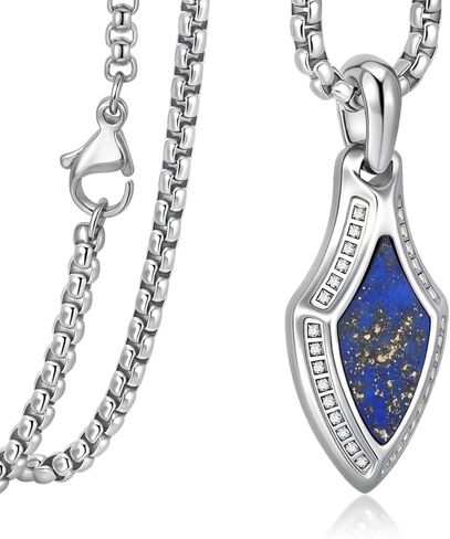 Compass Necklace for Men-Stainless Steel Inlay Natural Stone Pendant Necklaces with 23.5'' Box Chain,Inspirational High School College Travel Jewelry Gift for Graduate Son Grandson Boyfriend Nephew in Saudi Arabia
