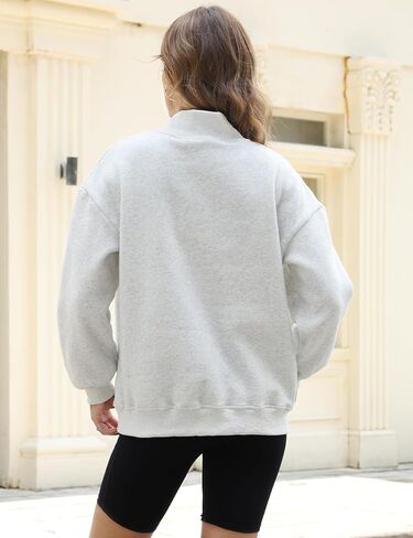 Mock Neck Sweatshirt Women Trendy Turtleneck Tops Fleece Lined Pullover Loose Long Sleeve 2025 Fall Outfit(LightHeatherGrey-M) in Kuwait