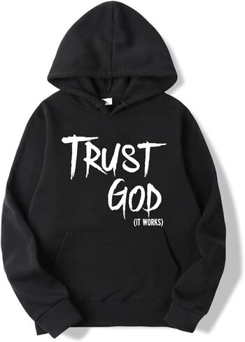 كنزة بقلنسوة TRUST GOD IT WORKS، بلوفر الإيمان المسيحي للجنسين، سترة Yahweh Gospel Bible in Kuwait