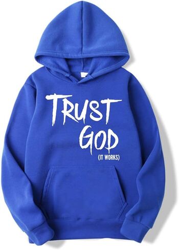 كنزة بقلنسوة TRUST GOD IT WORKS، بلوفر الإيمان المسيحي للجنسين، سترة Yahweh Gospel Bible in Kuwait