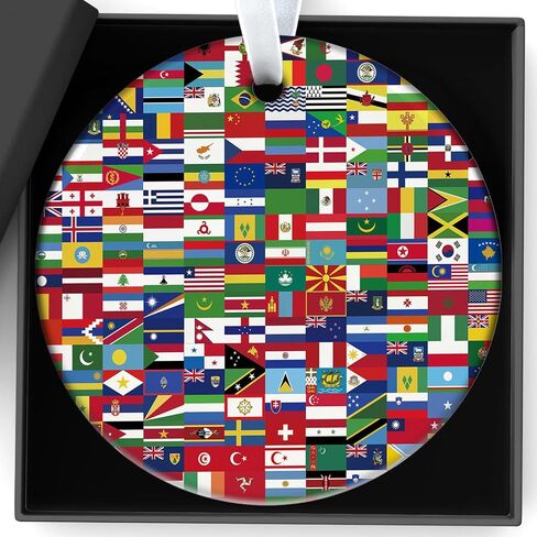 World Cup Ceramic Ornaments 2026 Round World Cup Merchandise Set Country Flags of the World on 3 inch Ceramic Ornament Soccer Cup Ornaments Gift Ornament for Presents in Gift Box in Saudi Arabia