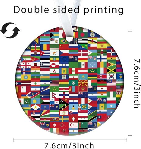 World Cup Ceramic Ornaments 2026 Round World Cup Merchandise Set Country Flags of the World on 3 inch Ceramic Ornament Soccer Cup Ornaments Gift Ornament for Presents in Gift Box in Saudi Arabia