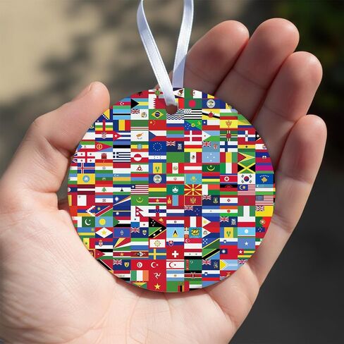 World Cup Ceramic Ornaments 2026 Round World Cup Merchandise Set Country Flags of the World on 3 inch Ceramic Ornament Soccer Cup Ornaments Gift Ornament for Presents in Gift Box in Saudi Arabia