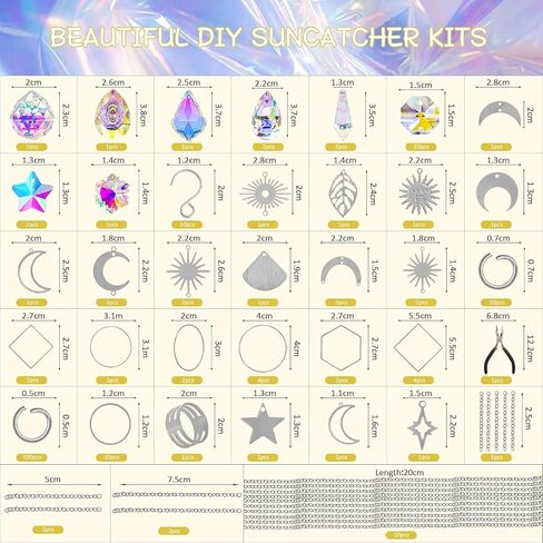 215Pcs DIY Sun Catcher Making Craft Kits for Adults Decorative Hanging Prisms Beads Ornaments Rainbow Maker for Indoor Outdoor Decor Christmas Wedding Party Gifts for Women in Saudi Arabia