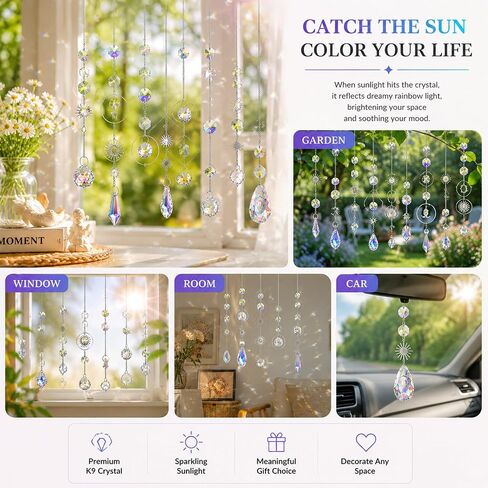 215Pcs DIY Sun Catcher Making Craft Kits for Adults Decorative Hanging Prisms Beads Ornaments Rainbow Maker for Indoor Outdoor Decor Christmas Wedding Party Gifts for Women in Saudi Arabia