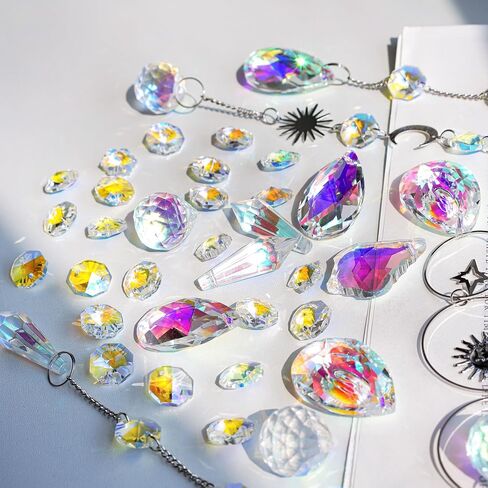 215Pcs DIY Sun Catcher Making Craft Kits for Adults Decorative Hanging Prisms Beads Ornaments Rainbow Maker for Indoor Outdoor Decor Christmas Wedding Party Gifts for Women in Saudi Arabia
