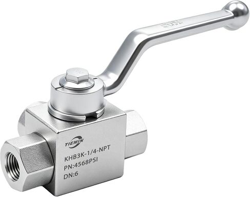 AWESOHYDR High Pressure Hydraulic Ball Valve 1/4"" NPT, 3 Way Ball Valve, 1/4 Inch Hydraulic Valve 7353 PSI（507 bar), Silvery in Kuwait