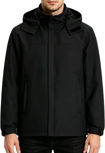 Men's Waterproof Rain Jacket Lightweight Raincoat & Windbreaker with Detachable Hood for cycling Hiking Travel in Saudi Arabia