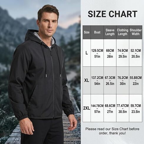 Men's Lightweight Windbreaker Waterproof Raincoat Hooded Jacket Casual Outdoor Active Zip Up Windproof Running Coat in Saudi Arabia