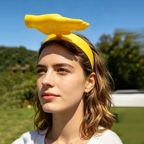 Hand Sun Visor, Funny Hands-Free Hand Shade Hat,Adjustable Palm-Sized Sun Hat,UV Protection Visor for Outdoor-Yellow in Saudi Arabia