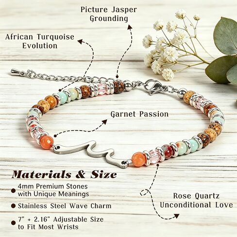 2026 Graduation Gift for Her, Stainless Steel Wave Bracelet with 4mm Natural Stones, Graduation Bracelets for Women with Graduation Cap Box, Inspirational Cards, Tassel & Gift Bag for Women Girls Graduation Gifts in Saudi Arabia