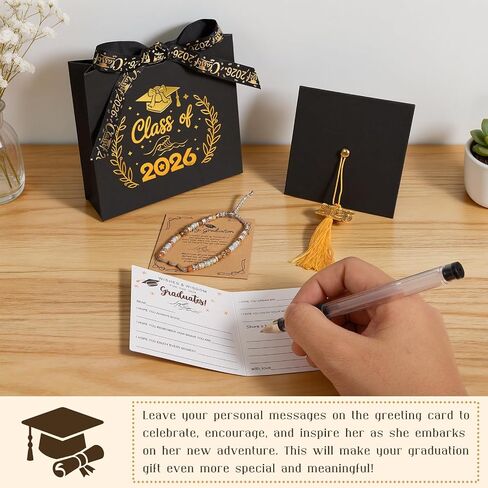 2026 Graduation Gift for Her, Stainless Steel Wave Bracelet with 4mm Natural Stones, Graduation Bracelets for Women with Graduation Cap Box, Inspirational Cards, Tassel & Gift Bag for Women Girls Graduation Gifts in Saudi Arabia