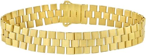 Floreo Italian 14k Yellow Gold 10mm Brick Link Watch Band Reversible Bracelet, 7 Inch in Kuwait