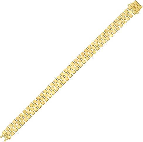 Floreo Italian 14k Yellow Gold 10mm Brick Link Watch Band Reversible Bracelet, 7 Inch in Kuwait