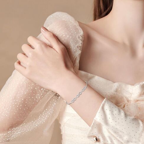أساور SISGEM 14k Gold Lab Grown Diamond Infinity للنساء، هدايا مجوهرات ذهبية حقيقية 14kt لها 6.2-7.8 بوصة in Kuwait