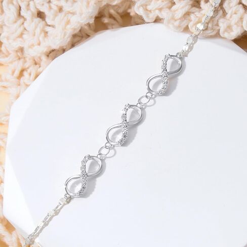 أساور SISGEM 14k Gold Lab Grown Diamond Infinity للنساء، هدايا مجوهرات ذهبية حقيقية 14kt لها 6.2-7.8 بوصة in Kuwait