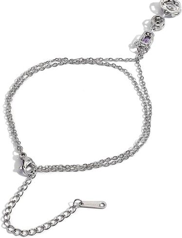 Gold Silver Hand Chain Bracelets for Women Trendy, Dainty Hand Chains Stackable Finger Ring Bracelet, Colorful CZ Layered Link Bracelets Jewelry Gifts in Saudi Arabia