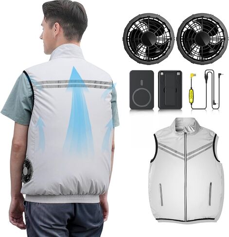 Cooling Vest for Men with Power Bank and Dual Fan Runtime Air Conditioned Workwear in Saudi Arabia