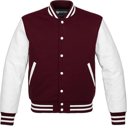 Original Varsity Letterman Bomber Jacket - Wool Blend Body & Genuine Cowhide Leather Sleeves in Kuwait