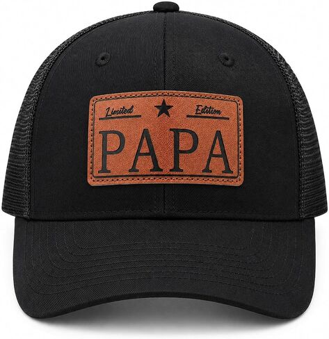 Dad Papa Papaw Trucker Hat, Fathers Day Birthday Gifts for Men Dad Grandpa, Cool Leather Patch Mesh Baseball Caps in Saudi Arabia