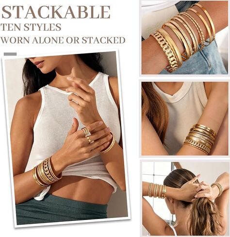 83 Pcs Gold Jewelry Set for Women Fashion Multi Layered Necklaces Stackable Bangle Bracelets Knuckle Rings Hoop Earrings Gold Plated Jewelry Accessories in Saudi Arabia