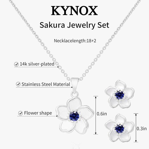 Flower Necklace Earrings Set for Women 14K Gold Plated Hypoallergenic Sets Pair with Different Birthstones for Wedding Party Bridal Bridesmaid Accessories Teacher Valentine Gifts in Kuwait
