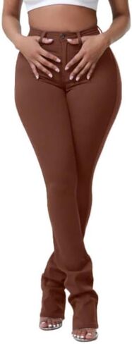 Womens Ruched Denim Pants High Waisted Stretch Jeans Y2K Sexy Leggings with Real Back Pockets in Saudi Arabia