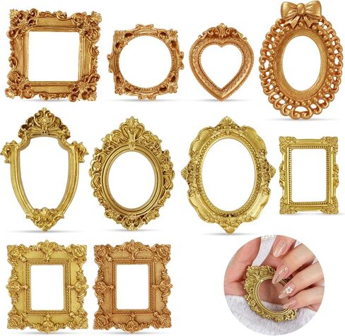 Ninsula 10PCS Mini Picture Frame, Vintage Gold Mini Frames, Small Resin Antique Frames for DIY Crafts, Wall Decorations, Photography, Christmas, and Holiday Parties in Saudi Arabia