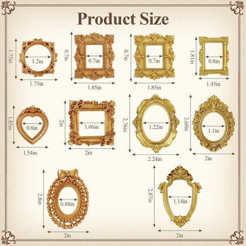 Ninsula 10PCS Mini Picture Frame, Vintage Gold Mini Frames, Small Resin Antique Frames for DIY Crafts, Wall Decorations, Photography, Christmas, and Holiday Parties in Saudi Arabia