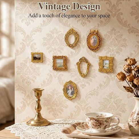 Ninsula 10PCS Mini Picture Frame, Vintage Gold Mini Frames, Small Resin Antique Frames for DIY Crafts, Wall Decorations, Photography, Christmas, and Holiday Parties in Saudi Arabia