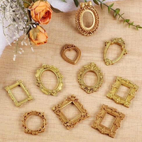 Ninsula 10PCS Mini Picture Frame, Vintage Gold Mini Frames, Small Resin Antique Frames for DIY Crafts, Wall Decorations, Photography, Christmas, and Holiday Parties in Saudi Arabia