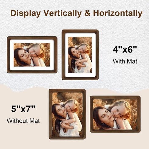 5x7 Picture Frame Set of 2, Natural Walnut Wood Solid Wood 5 by 7 Photo Frames with 4x6 Mat with Real Glass for Wall and Tabletop Display in Saudi Arabia