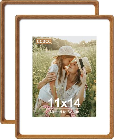 5x7 Picture Frame Set of 2, Natural Walnut Wood Solid Wood 5 by 7 Photo Frames with 4x6 Mat with Real Glass for Wall and Tabletop Display in Saudi Arabia