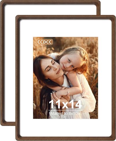 5x7 Picture Frame Set of 2, Natural Walnut Wood Solid Wood 5 by 7 Photo Frames with 4x6 Mat with Real Glass for Wall and Tabletop Display in Saudi Arabia