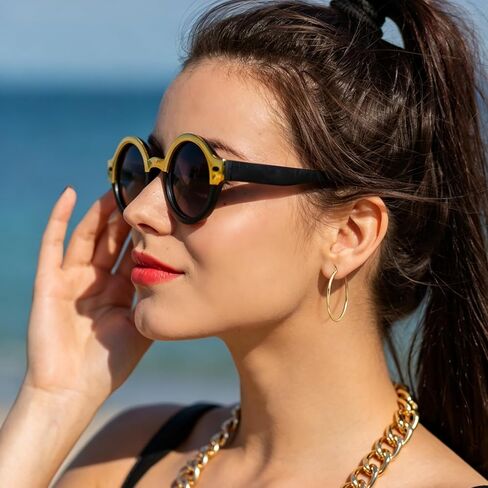 AMELINE أقراط ذهبية عيار 14 قيراط أقراط ذهبية للنساء 14 قيراط أقراط ذهبية للنساء حلق سلسة تتدفق خطوط المرأة الأطواق القرط 15/17/20/25/30/40/50 مم in Kuwait