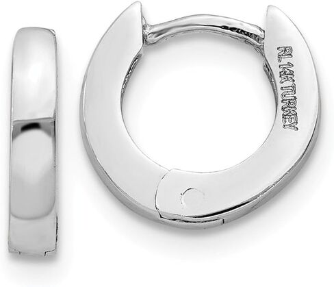 14k White Gold Polished Hinged Hoop Huggie Earrings (6mm x 2mm) in Saudi Arabia