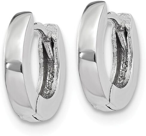 14k White Gold Polished Hinged Hoop Huggie Earrings (6mm x 2mm) in Saudi Arabia