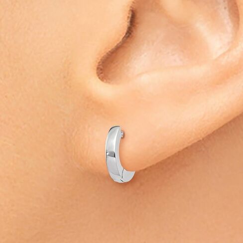 14k White Gold Polished Hinged Hoop Huggie Earrings (6mm x 2mm) in Saudi Arabia