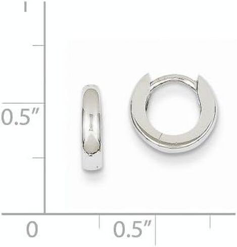 14k White Gold Polished Hinged Hoop Huggie Earrings (6mm x 2mm) in Saudi Arabia